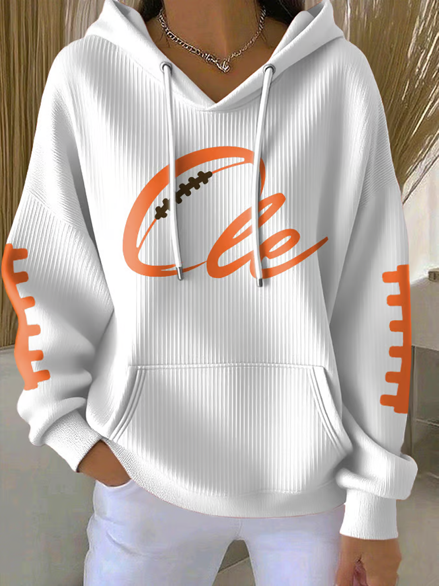 Women's Football Fans Lovers Gameday Casual Hooded Sweatshirt with Pockets
