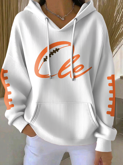 Women's Football Fans Lovers Gameday Casual Hooded Sweatshirt with Pockets