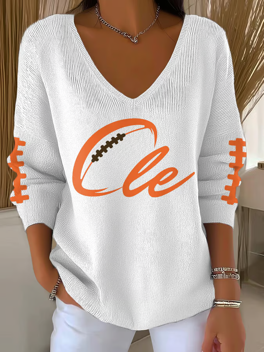 Women's Football Fans Lovers Gameday Casual Ribbed Top