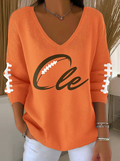 Women's Football Fans Lovers Gameday Casual Ribbed Top