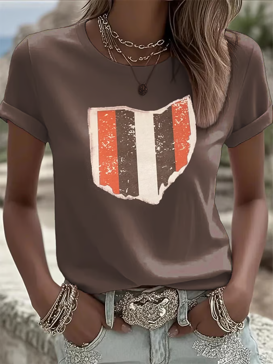 Women's Football Fans Lovers Gameday Casual short-sleeved T-shirt