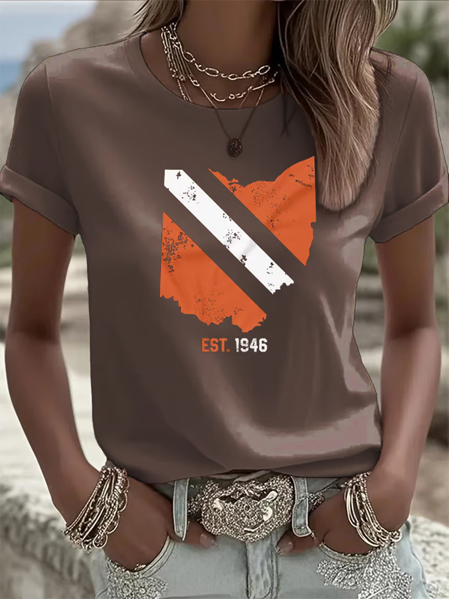 Women's Football Fans Lovers Gameday Casual short-sleeved T-shirt