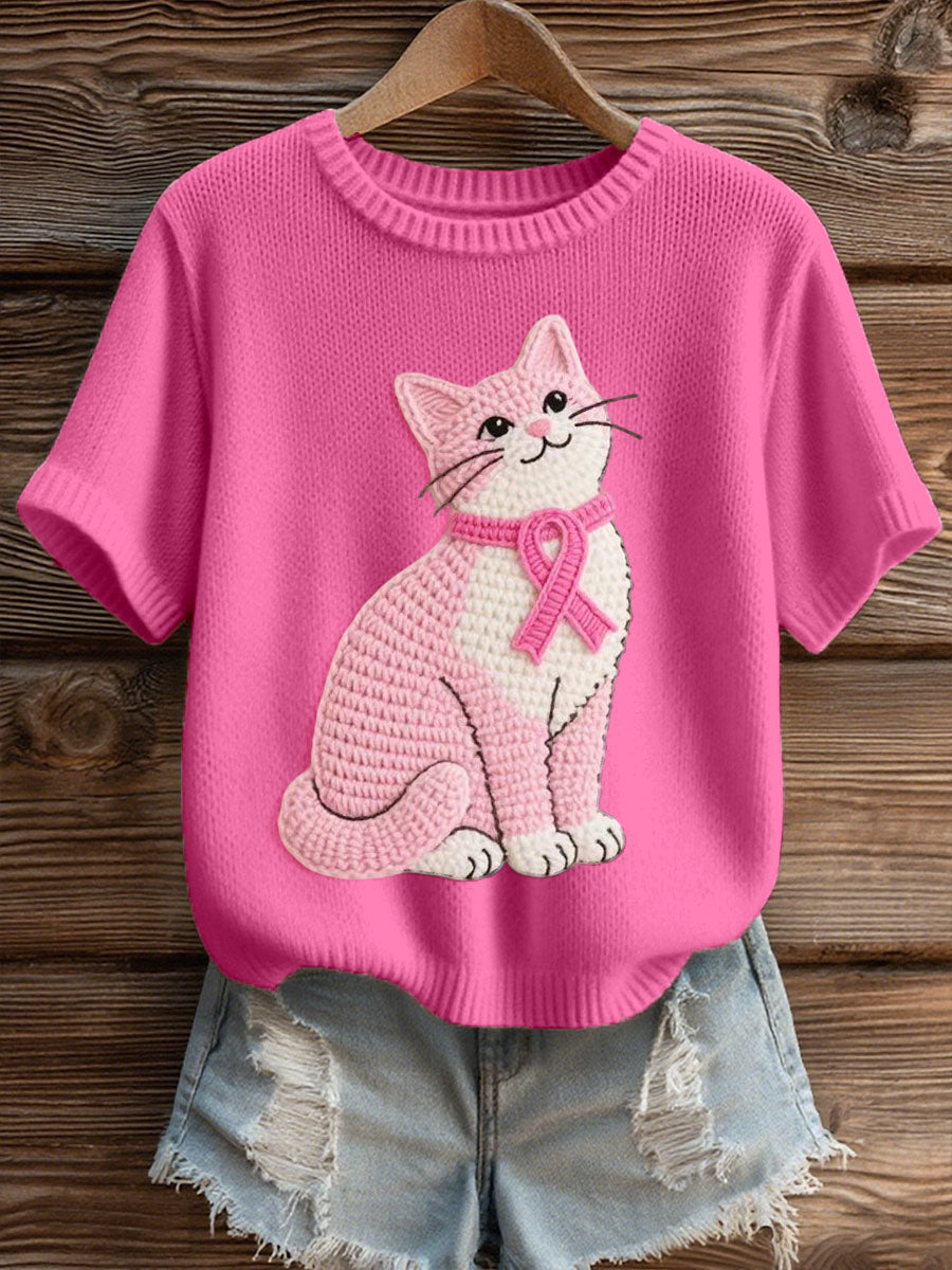 Women's Lovely Cat Crochet Pattern Cozy Knit Top