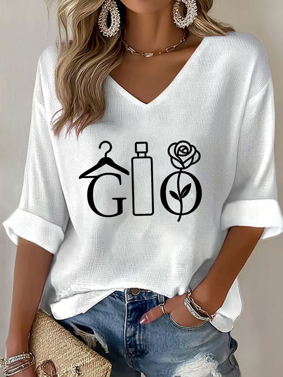 Women's Fashion Godfather V-neck long-sleeved top