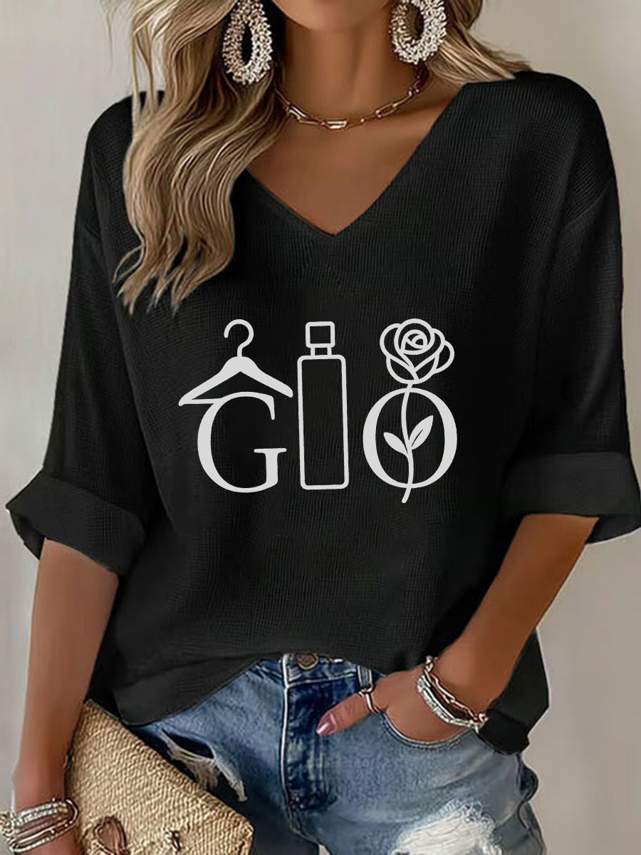 Women's Fashion Godfather V-neck long-sleeved top