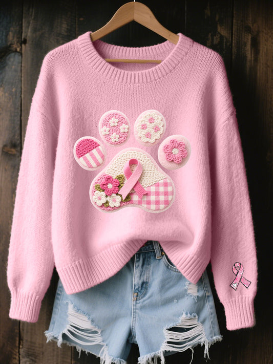 Women's Pink Dog Paw Print Casual Top