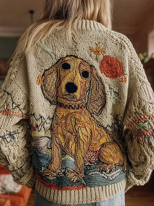 Vintage Abstract Animal Print Casual Sweater