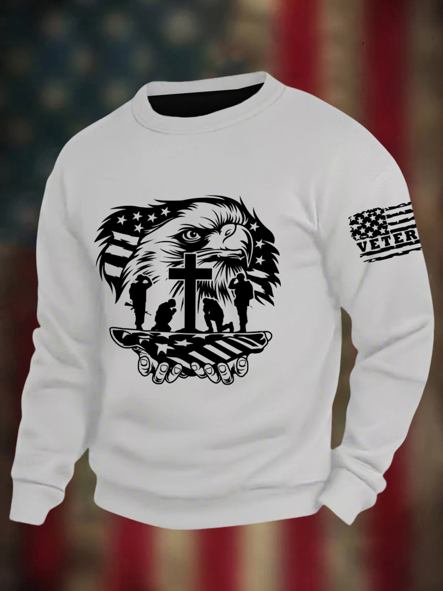 Men's Veterans Day Print Crew Neck Sweatshirt