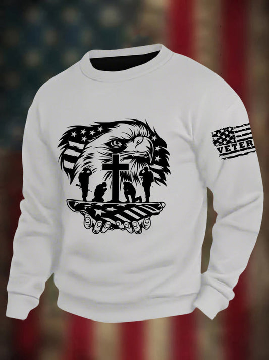 Men's Veterans Day Print Crew Neck Sweatshirt