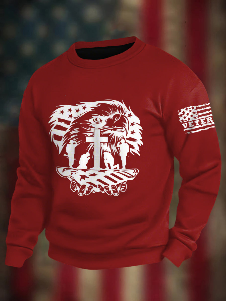 Men's Veterans Day Print Crew Neck Sweatshirt