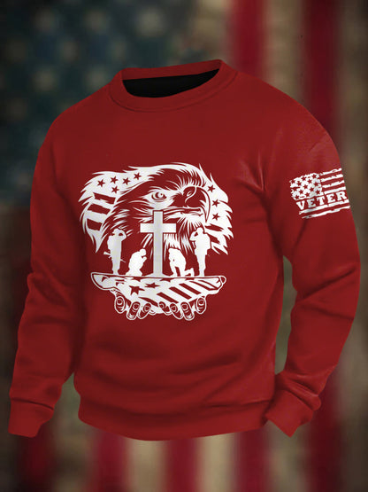 Men's Veterans Day Print Crew Neck Sweatshirt