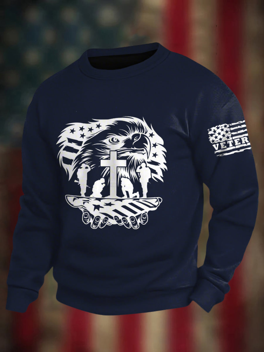 Men's Veterans Day Print Crew Neck Sweatshirt
