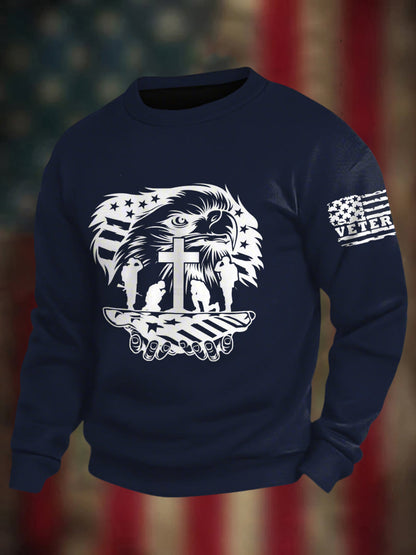 Men's Veterans Day Print Crew Neck Sweatshirt