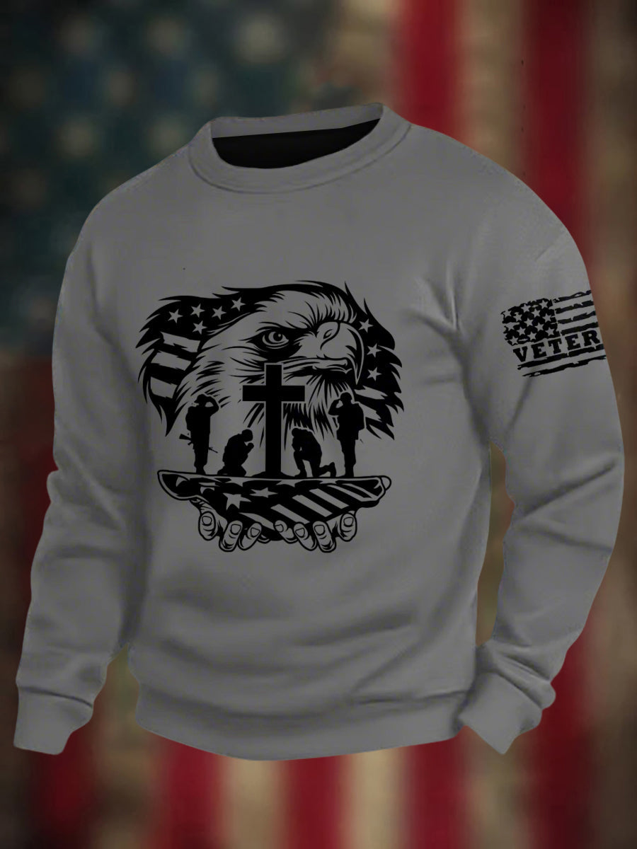 Men's Veterans Day Print Crew Neck Sweatshirt