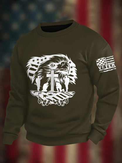 Men's Veterans Day Print Crew Neck Sweatshirt