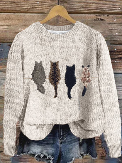Women's Cute Cat's Back View Sweater
