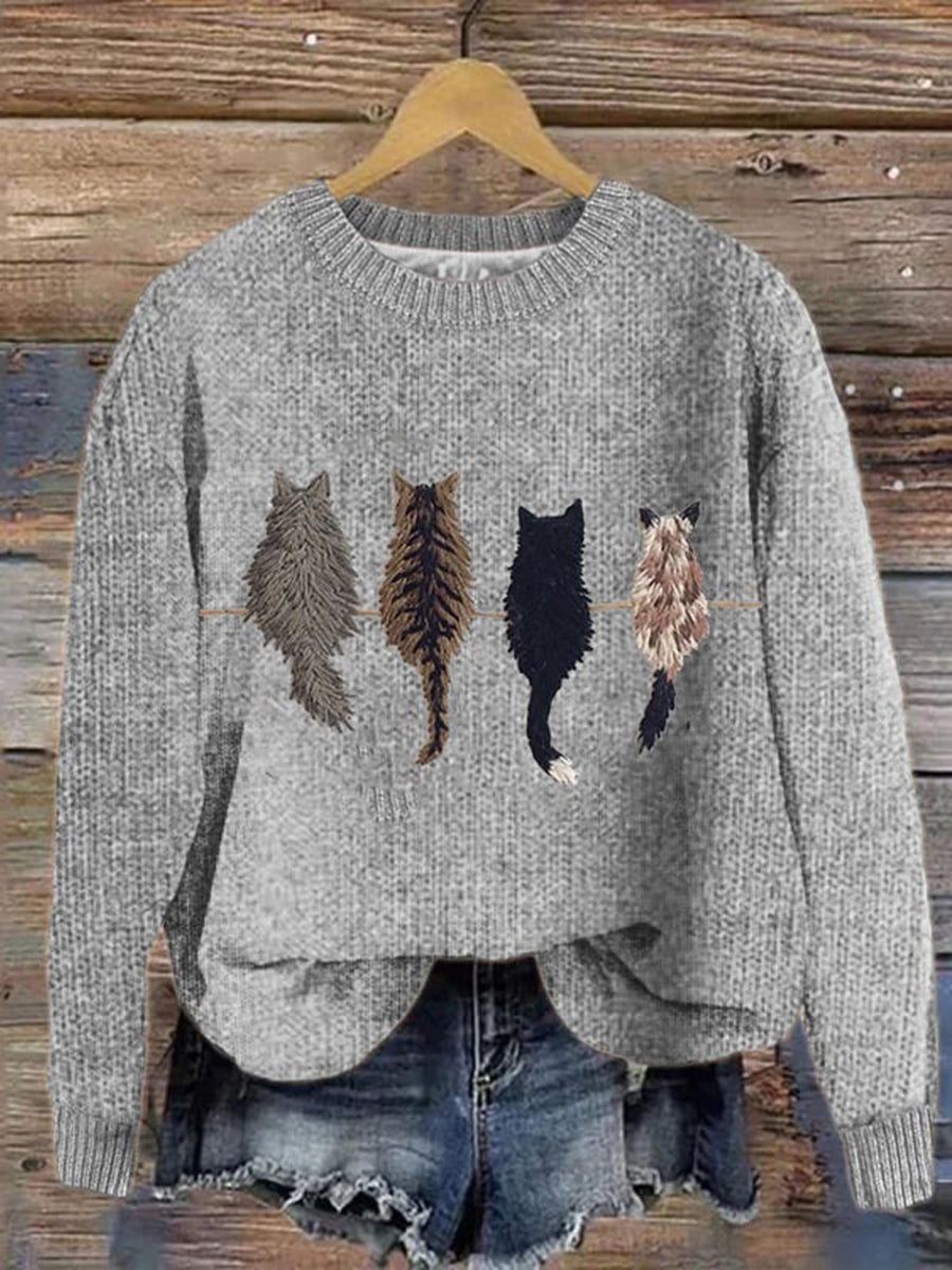 Women's Cute Cat's Back View Sweater