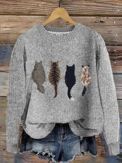 Women's Cute Cat's Back View Sweater