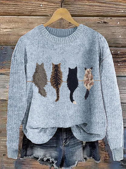 Women's Cute Cat's Back View Sweater