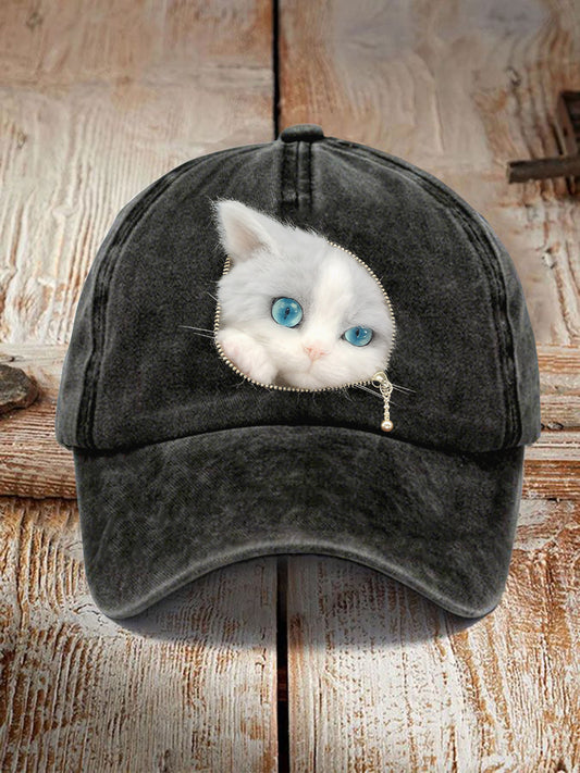 Unisex Resort Cat Design Print Hat