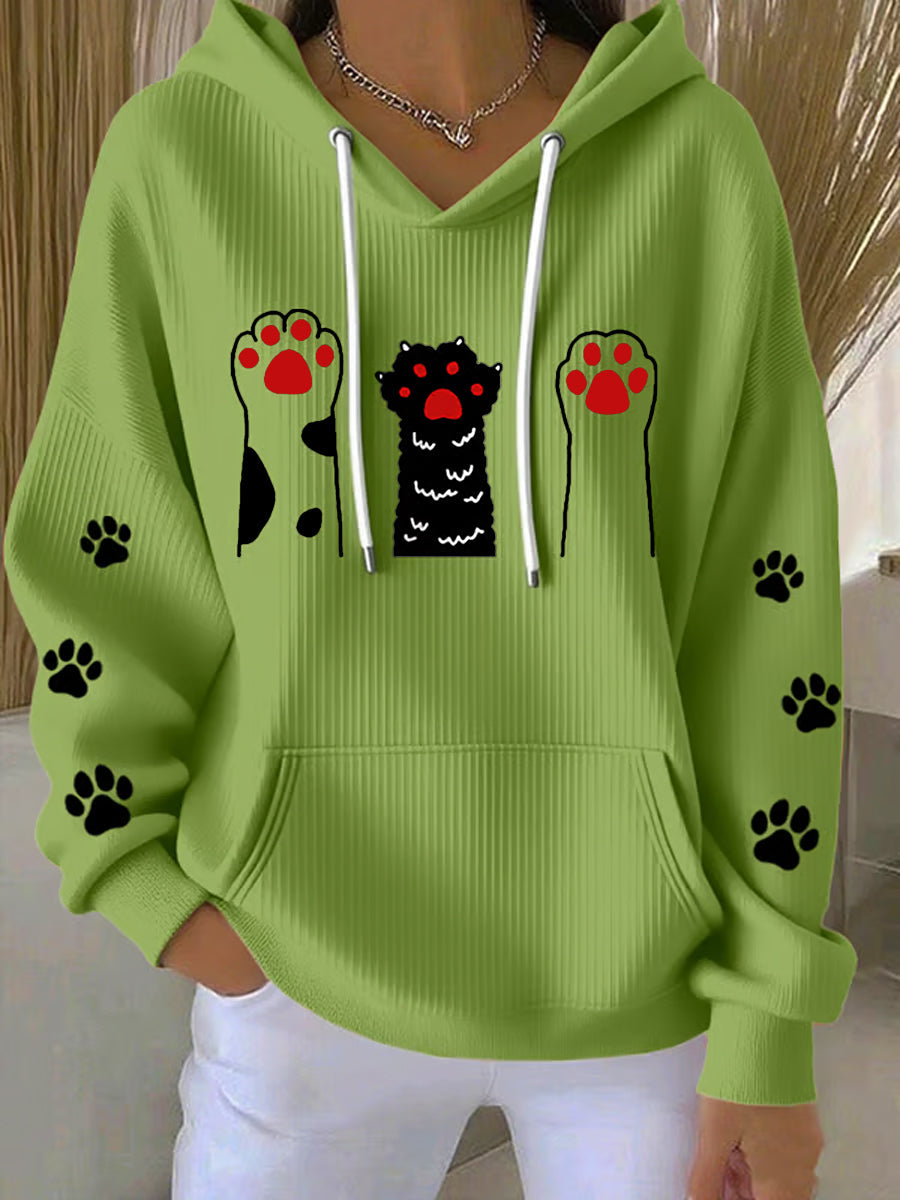 Women's Cat Lover Cute Cat Print Casual Hooded Sweatshirt