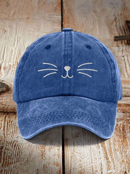 Unisex Cute Cat Face Design Print Hat