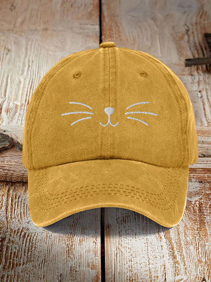 Unisex Cute Cat Face Design Print Hat