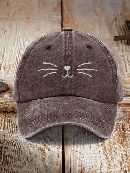 Unisex Cute Cat Face Design Print Hat