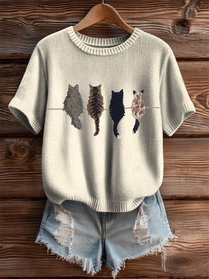 Women's Cute Cat Short-sleeved T-shirt