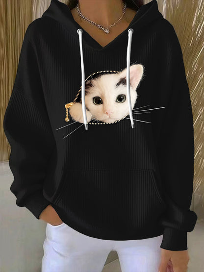 Women's Cat Print Hoodie