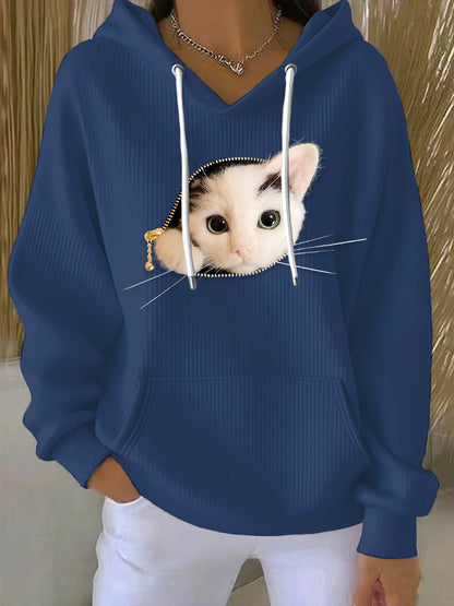 Women's Cat Print Hoodie