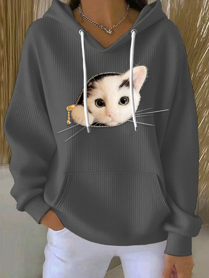 Women's Cat Print Hoodie