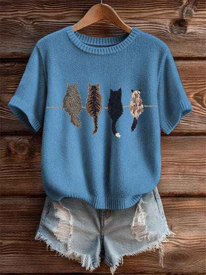 Women's Cute Cat Short-sleeved T-shirt