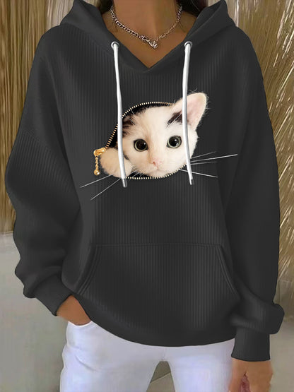 Women's Cat Print Hoodie