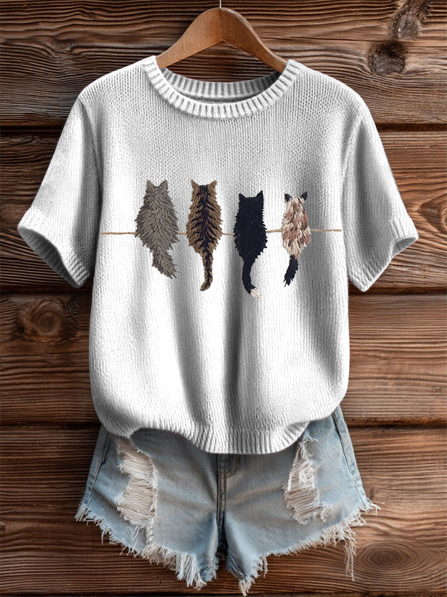 Women's Cute Cat Short-sleeved T-shirt