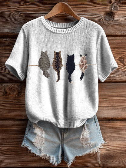 Women's Cute Cat Short-sleeved T-shirt