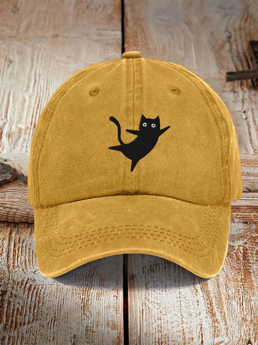 Unisex Resort Cute Black Cat Design Print Hat