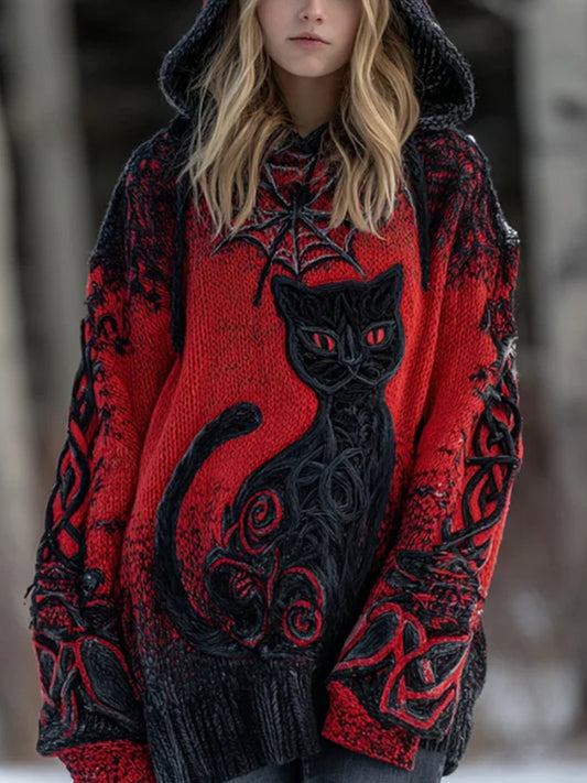 Women's Halloween Black Cat Hoodie