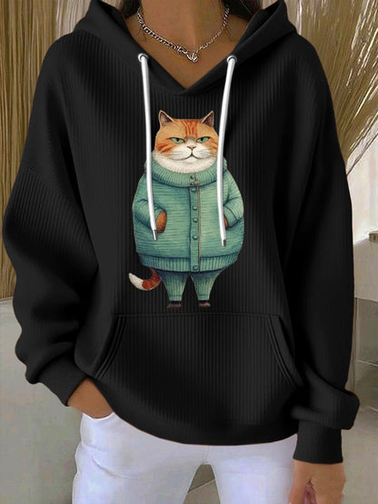 Women's Sweater Cat Print Hoodie
