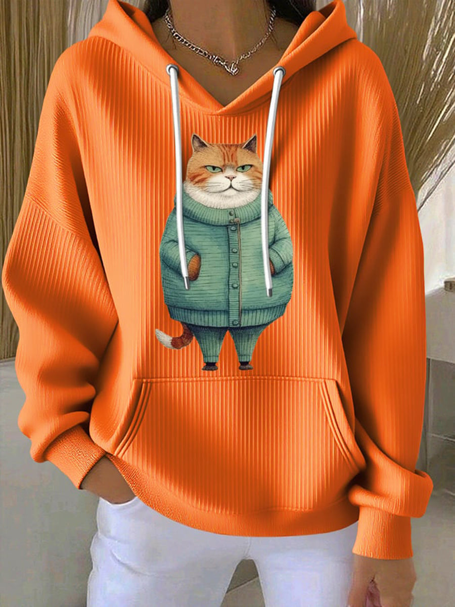 Women's Sweater Cat Print Hoodie