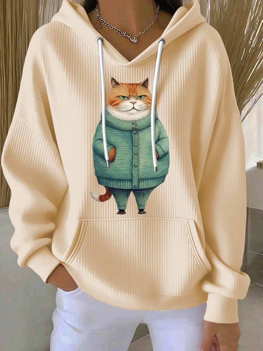 Women's Sweater Cat Print Hoodie
