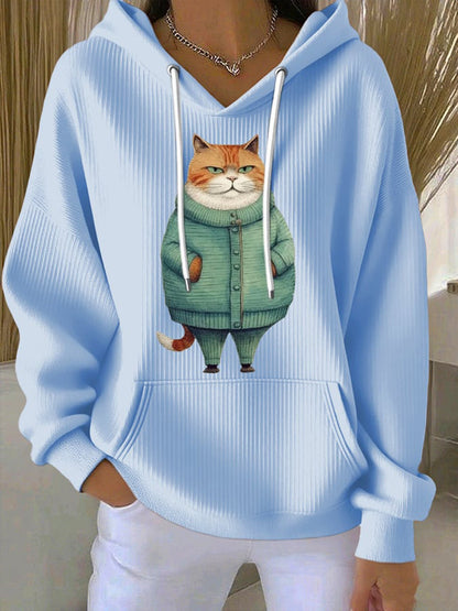 Women's Sweater Cat Print Hoodie