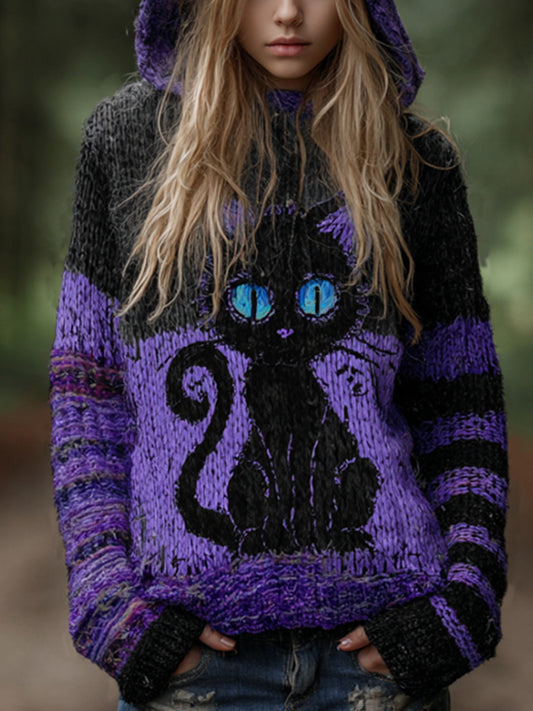 Women's Halloween Black Cat Hoodie