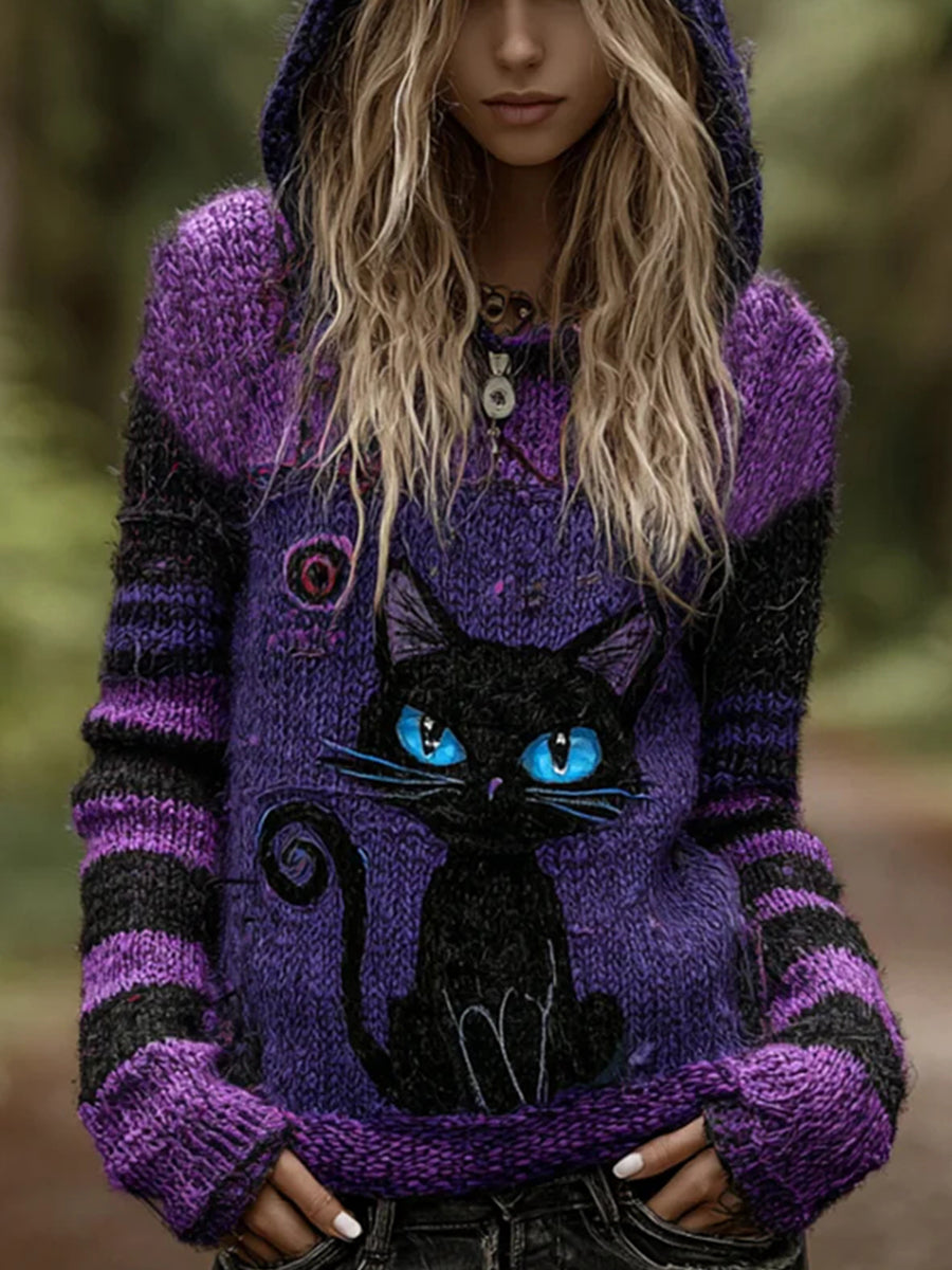 Women's Halloween Black Cat Hoodie