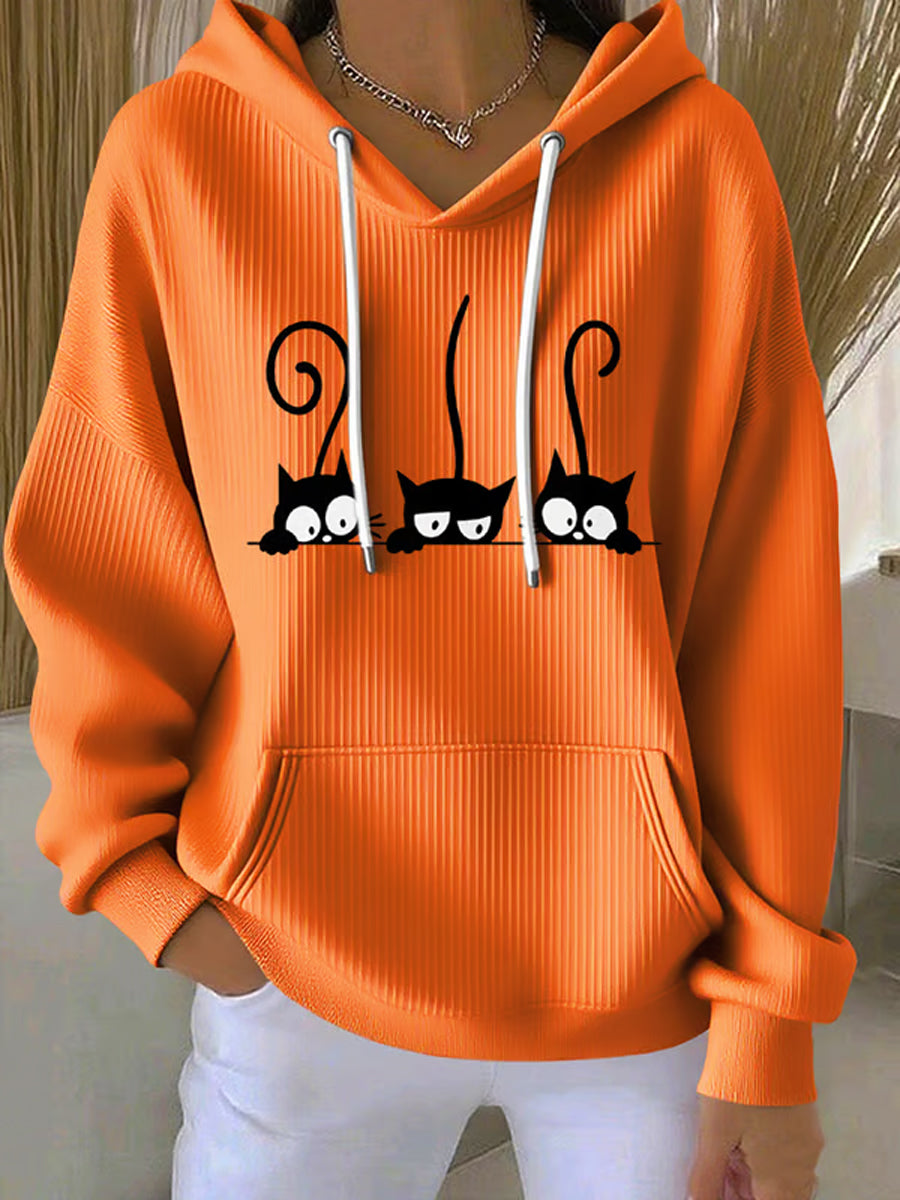 Women's Cat Lover Cute Cat Printed Hoodie