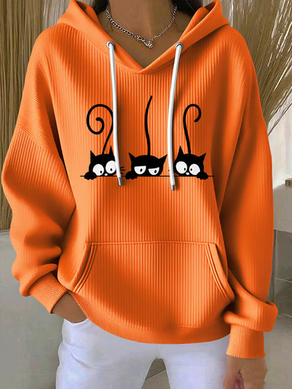 Women's Cat Lover Cute Cat Printed Hoodie