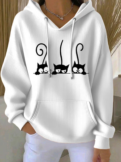 Women's Cat Lover Cute Cat Printed Hoodie