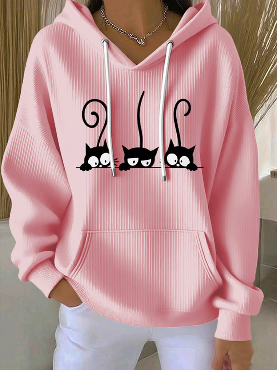 Women's Cat Lover Cute Cat Printed Hoodie