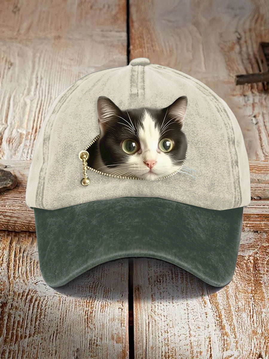 Unisex Resort Cat Design Print Hat