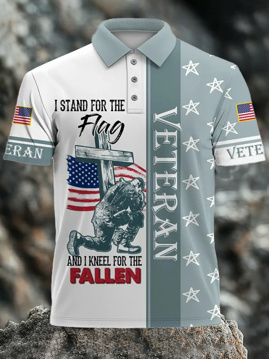 Men's American Flag Veterans Day Printed Shirt